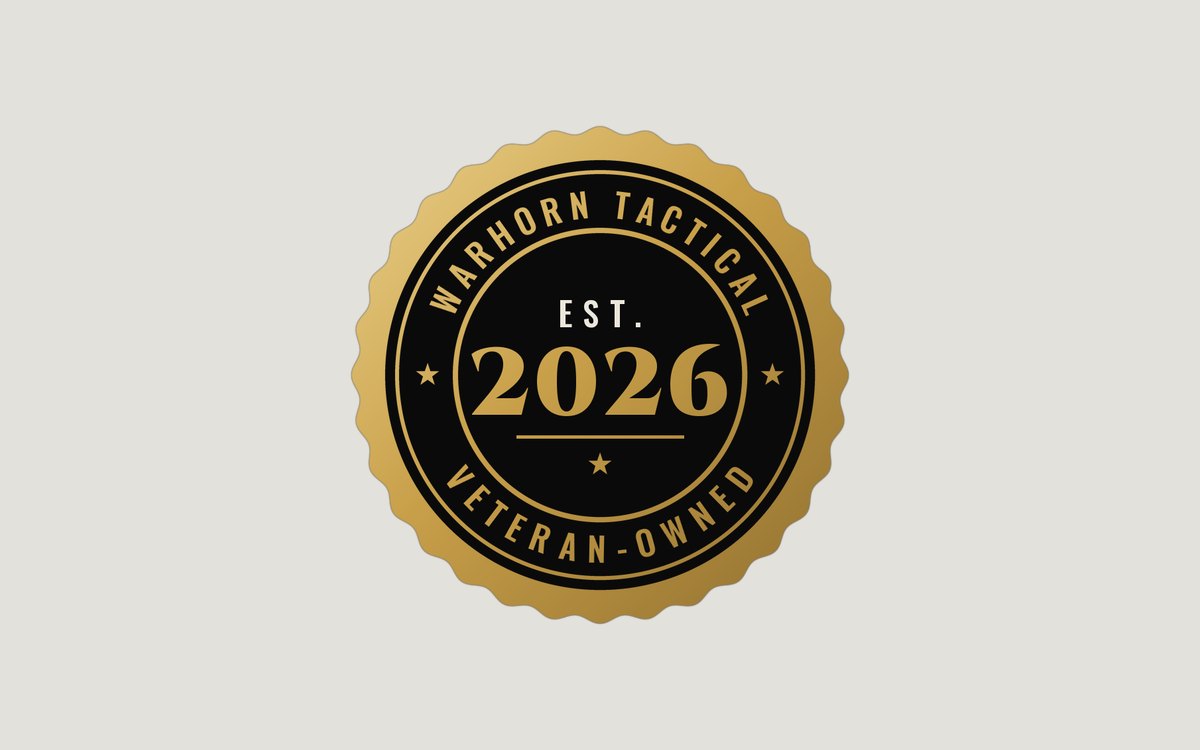 EST. 2026 Gold Seal sticker: scalloped gold seal reading Warhorn Tactical, EST. 2026, Veteran-Owned